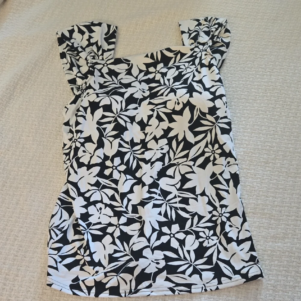 Land's End Swim Black and White Floral Tankini